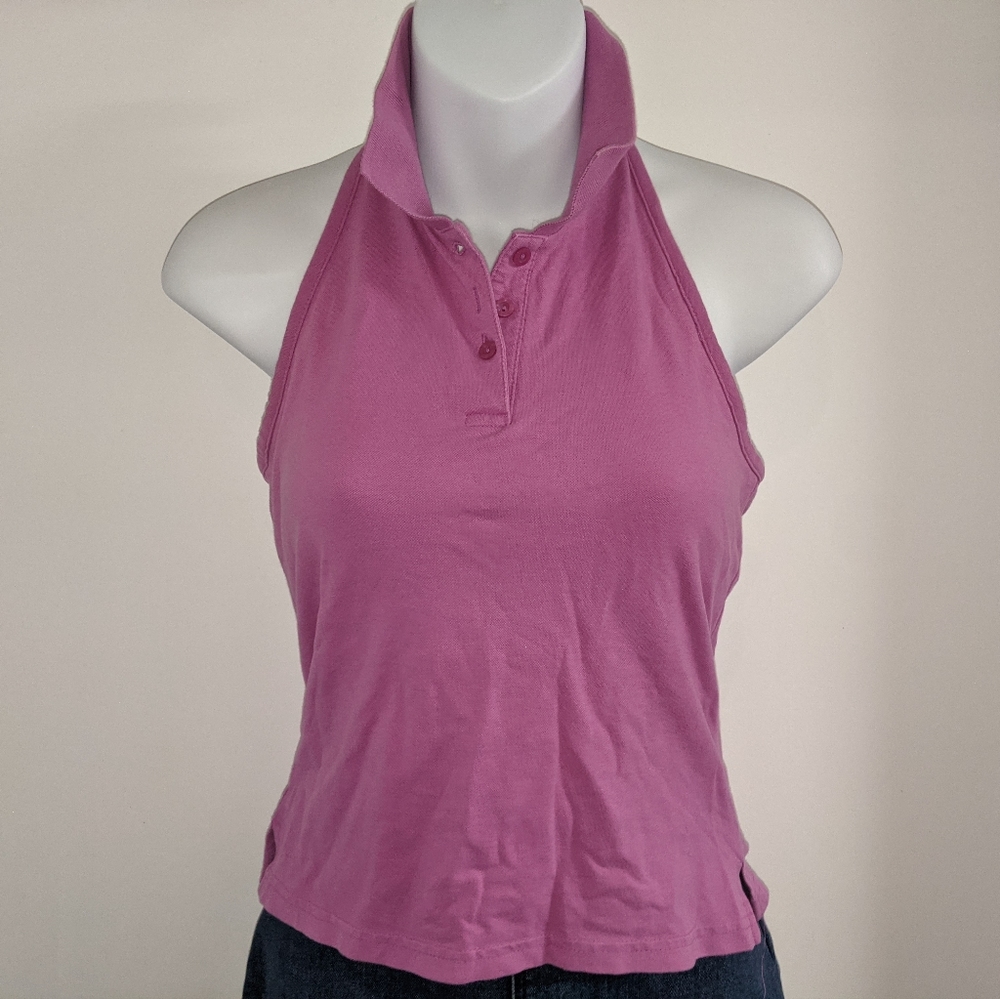 3/$25 GAP purple halter polo golf top